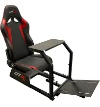 GTR Simulator GTA Model Majestic Black Frame with Adjustable Black Red Leatherette Speciale Racing Seat Racing Driving Gaming Simulator Cockpit Chair