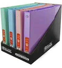 Bazic 1" Asst. Pastel Color 3-Ring View Binder w/ 2-Pockets