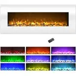 Large White Electric Fireplace with Color Changing Effects Remote 50 x 21