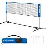 SONGMICS Badminton Net Set, Portable Sports Set for Badminton, Pickleball, Blue