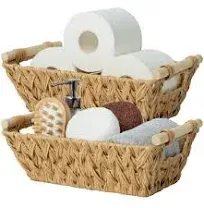 Wicker Storage Baskets Waterproof Wicker Basket With Handles Woven Storage Bins 