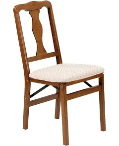 Meco STAKMORE Queen Anne Folding Chair Cherry Finish, Set of 2,