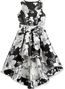 Speechless Big Girls Social Hi Low Floral Mikado Dress Size 14 Black NWT