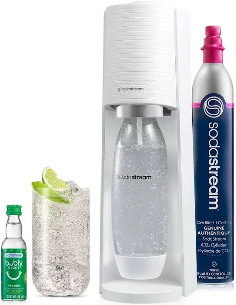 Sodastream Terra Sparkling Water Maker Bundle (White), with CO2, DWS Bottles, an