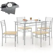 VECELO Dining Table 4 Chairs