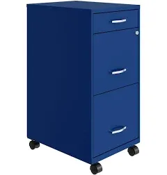 Space Solutions 18in Deep 3 Drawer Mobile Metal File Cabinet