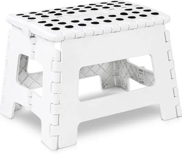 Utopia Home Folding Step Stool - (Pack of 12) Foot Stool with 9 Inch Height - Holds Up to 300 lbs - Lightweight Plastic Foldable Step Stool for Kitchen, Bathroom & Living Room (White)