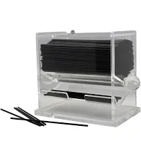 Acrylic Coffee Stirrer Dispenser Bundle With 1000 Unwrapped Straws black