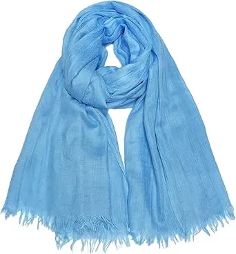 Gragengs Women Summer Scarfs Lightweight Large Long Gauze Shawl Linen Beach Wrap Plain 75”×43”