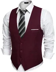 COOFANDY Men's Casual Dress Suit Vest Slim Fit Business Formal Waistcoat Vest