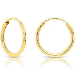 14k Yellow Gold Endless Hoop Earrings, 14k Gold Thin Hoop Earrings, Cartilage Earrings, Helix Earring, Nose Hoop, Tragus Earring