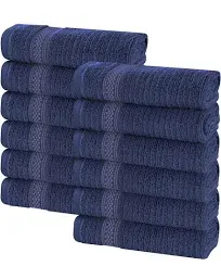 Superior Brea Zero Twist Ribbed Face Towel Washcloth Set of 12