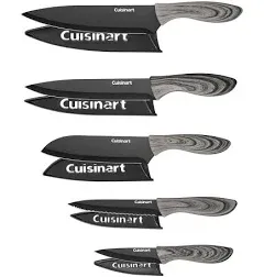 New Cuisinart Advantage GB-C55-10PBW Ceramic-Coated Faux Wood Knife Cutlery Set