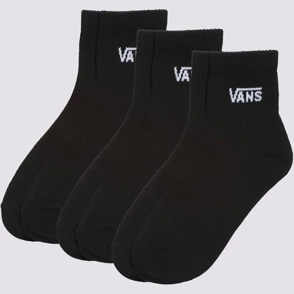 Vans Women Black Half Crew Cotton Cushion Off The Wall Casual Socks 6.5-10 3pack