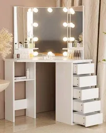 Likein Corner Vanity Makeup Vanity Desk with Lights