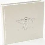 Ivory Wedding Day Photo Album in Silver Plated Text and Diamante Heart Jewel ...