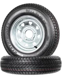 2-Pk Trailer Tire On Rim ST175/80D13 175/80 13 LRC 5 Lug Galvanized Spoke Wheel