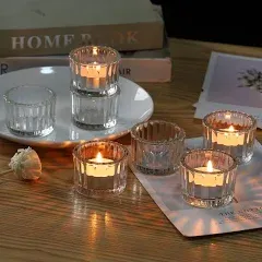 Tealight Candle Holder Set of 24 Tea Light Candle Holder Glass for Clear