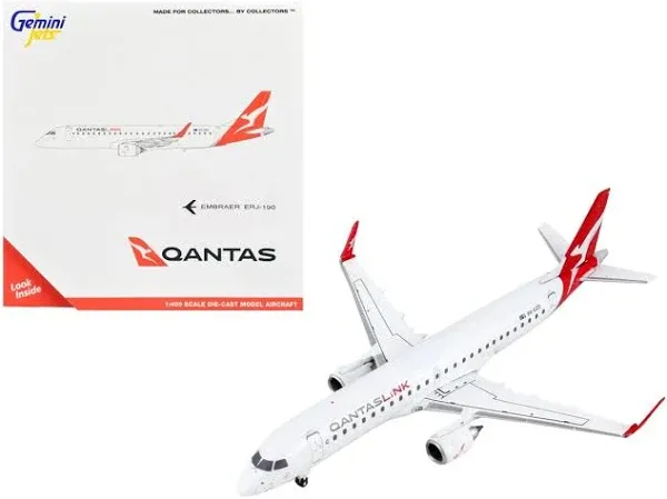 Embraer ERJ-190 QantasLink 1/400 Diecast Model Airplane GeminiJets White Red ...