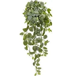 Nearly Natural 36in. Fittonia Hanging Bush Artificial Plant (Set of 2) (Real Touch)