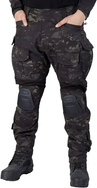 IDOGEAR Combat Pants G3 Multi-camo Pants with Knee Pads Men Tactical Trousers Multiple Pocket Hook-and-Loop Adjuster