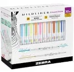 Zebra Pen Mildliner Highlighters, Double Ended Highlighter, Broad and Fine Tips, Pastel and Neutral Colors Midliner Pens, 30 Pack