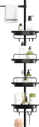 Dracelo Shower Caddy 114&#034;x4&#034; Brown Adjustable Shelves Storage Organizer 4-Tier