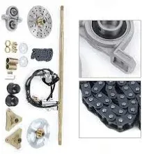 Rear Live Axle Kit Sprocket & Hub Brake Assy/Chain/Hub, Drift Trike Go Kart Rear Live Axle Kit w/ T8F Chain+Brake Assembly+Pillow Blocks for Go Kart ATV Quad Drift Trike