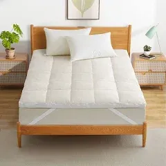 Organic Cotton Mattress Topper Goose Feather Bed Twin Full Queen King Size