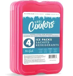 Cool Coolers by Fit &amp; Fresh 4 Pack XL Slim Ice Packs, Quick Freeze Space Saving 