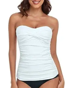 RELLECIGA Women's Ruched Tankini Top