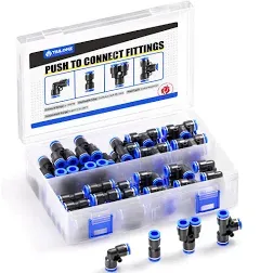 1/4 Inch Od Push to Connect Fittings Pneumatic Fittings Kit 10 Spliters+10 Elbow