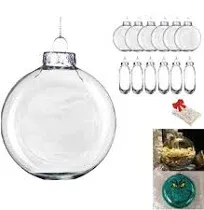 Yuoto Set of 12,80mm Flat Round Paintable Clear Glass Christmas Ornaments