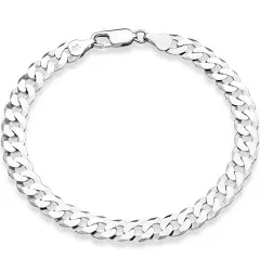 Miabella 925 Sterling Silver Diamond-Cut Cuban Link Chain