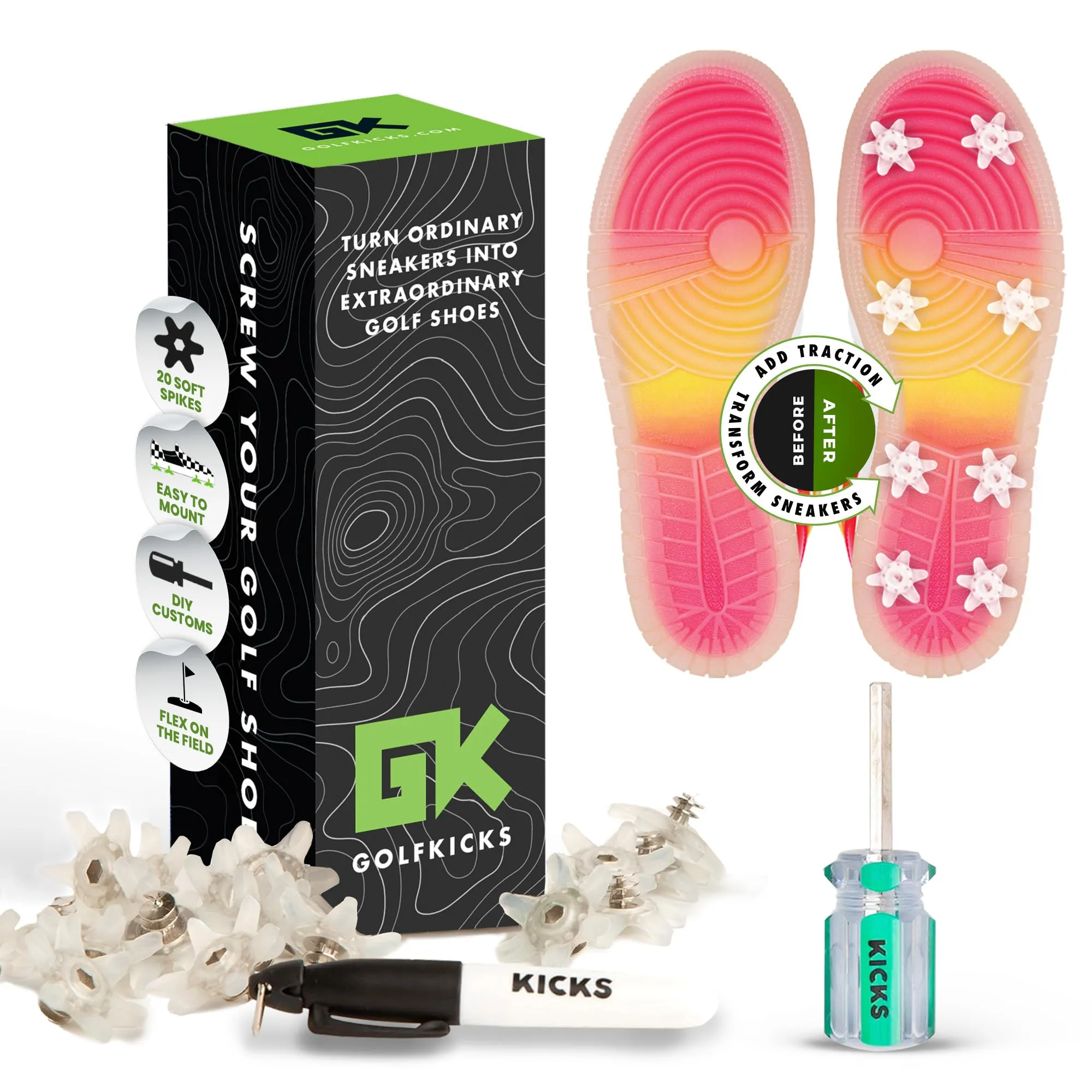 GolfKicks "DIY Traction Kit" M - Neon Green