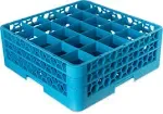 Carlisle RG25-214 OptiClean 25 Compartment Glass Rack with 2 Extenders, Blue