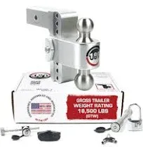 Weigh Safe Adjustable Trailer Hitch Ball Mount, 6" Adjustable Drop Hitch for 2.5" Receiver w/ 4 pc Keyed Alike Lock Set, Heavy Duty Aluminum Trailer Tow Hitch w/Stainless Steel Tow Balls, 18,500 GTW