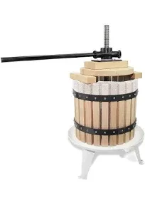 SQUEEZE master Fruit Press-3.17 Gallon/12L-Solid Wood Basket Wine Press-Vintage traditional juicer-6 Press Wooden Blocks-Pole Handle Bar for Juice,Wine,Cider-1 free filter bag included