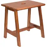 Rectangular Acacia Wood Stool (16.7"D x 13"W x 17.7"H) Small Bench Seat, Small End Table Stool, Bathroom Stool Wood, Plant Stool, Makeup Stool, Perfect Size for Living Room,Bathroom(Light Brown Color)