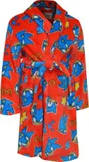 Sonic The Hedgehog Boy's Red Character Print Bathrobe Robe