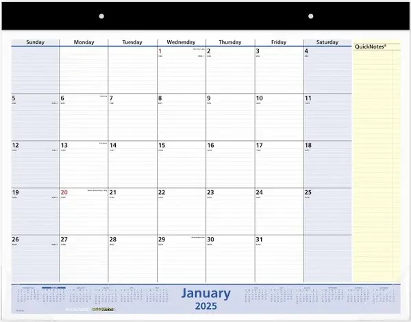 AT-A-GLANCE QuickNotes 2025 Monthly Desk Pad Calendar Standard 21 34 x 17 - Desk