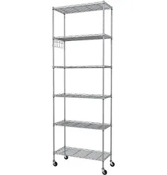 6-Tier Wire Shelving Unit, Free Standing Shelf, 21.26L x 11.42W x 62.99H, Black