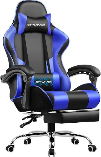 Gaming Chair Computer Chair with Footrest and Lumbar Support for Office or Gamin