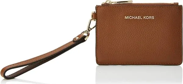 Michael Kors Pink Leather Coin Purse Wristlet with Silver Zipper