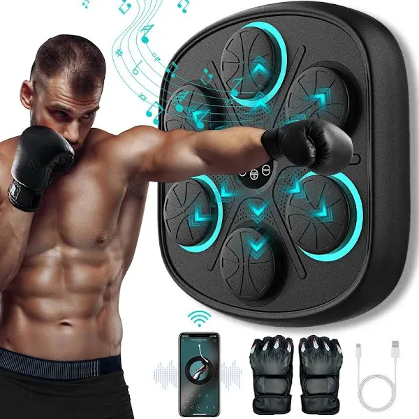 Smart Music Boxing Machine w/ Gloves Adults Kids Training Bluetooth Electronic