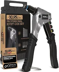 KLRStec Professional Rivet Gun Kit incl. 120 Pop Rivets and 4 HSS Drills - High quality Pop Rivet Tool Kit for processing Blind Rivets