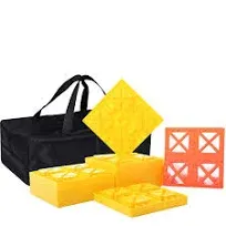 RV Leveling Blocks One Top Tire Wheel Chock and 9 Pack Interlocking Leveling ...