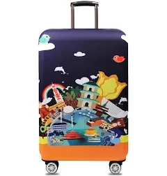 TRAVEL KIN Thickened Luggage Cover ，Washable Travel Gear Cover，18/24/28/32 Inch Suitcase Spandex Protective Cover (M(22"-24" luggage), Almond Blossom)