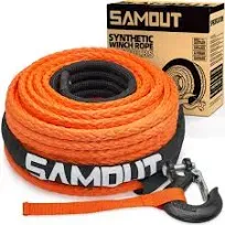 Synthetic Winch Rope Cable Kit: 1/2in x 92ft 31500LBS with Protective Sleeve + Forged 35000LBS Winch Hook + Safety Pull Strap