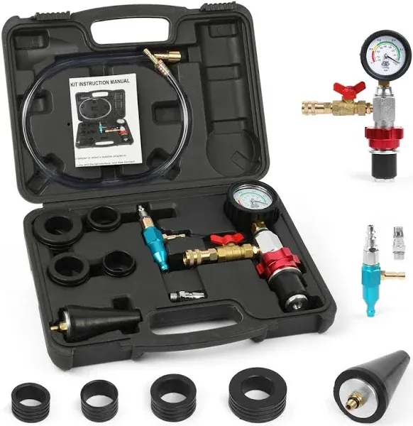 Universal Coolant Vacuum Refill Kit,Cooling System Vacuum Purge,with 5 Adapters